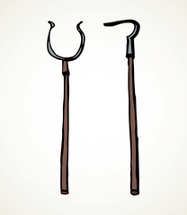 Old fire iron poker. Vector drawing
