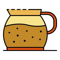 Glass coffee jug icon. Outline glass coffee jug vector icon color flat isolated