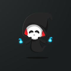 Skull grim reaper character illustration. Free Vector
