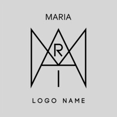 MARIA name logo. symbol Creative Name modern logo design illustration - obrazy, fototapety, plakaty