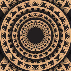 Black color greeting flyer with brown abstract ornament