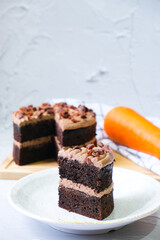 Dark chocolate carrot cake with chocolate creamcheese frosting