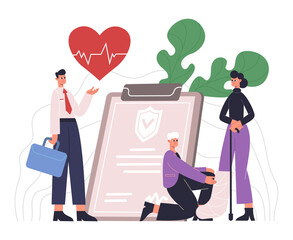 People live, healthcare, medical protecting service concept. Health care insurance, people protecting health and life vector Illustration. Medical insurance service