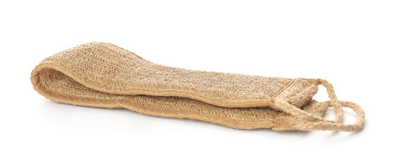 One natural loofah sponge isolated on white