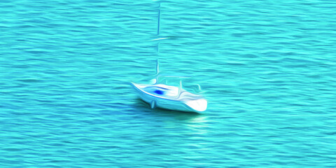 yacht in the sea. vector illustration