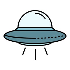 Ufo spaceship icon. Outline ufo spaceship vector icon color flat isolated