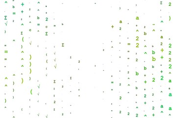 Light Green, Yellow vector template with math simbols.