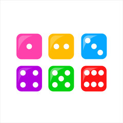 colorful 3D dice set vector illustration