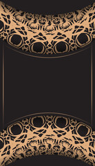 Black postcard with vintage brown pattern for your brand.
