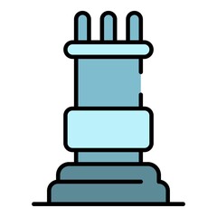 Rook chess piece icon. Outline rook chess piece vector icon color flat isolated