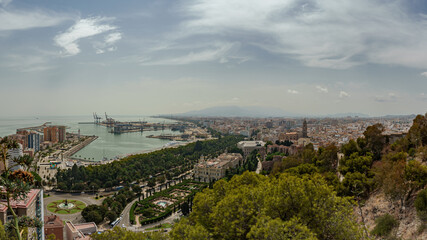 Wide angle view of the city of Malaga, Spain