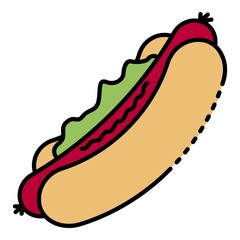 American hot dog icon. Outline american hot dog vector icon color flat isolated