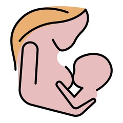Mother breast feeding icon. Outline mother breast feeding vector icon color flat isolated
