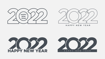 2022 happy new year business style minimalistic design. Typography date graphic black number. Vector illustration.
