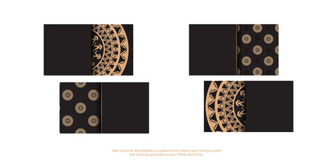 Business card in black with brown luxury ornament