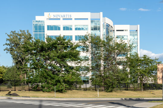 Dorval, Quebec, Canada - September 3, 2021: Novartis Pharmaceuticals Canada Inc. head office building in Dorval, Quebec, Canada. Novartis is a global healthcare company based in Switzerland. 