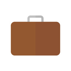 Flat brown briefcase icon