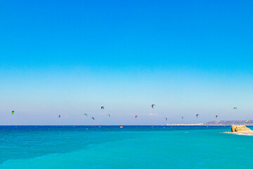 Relax windsurfing vacation and turquoise waters Kremasti beach Rhodes Greece.