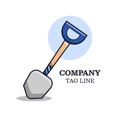 Shovel, Logo and Icon, Template Vector, Emblem, Design Concept