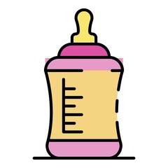 Baby nipple bottle icon. Outline baby nipple bottle vector icon color flat isolated