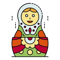 Ornament nesting doll icon. Outline ornament nesting doll vector icon color flat isolated