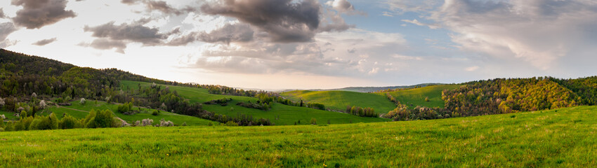 Fototapeta na wymiar A view of the non-existent villages of Tyskowa and Radziejowa, the Bieszczady Mountains