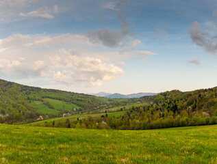 Naklejka premium A view of the non-existent villages of Tyskowa and Radziejowa, the Bieszczady Mountains