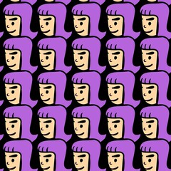 seamless pattern of cute woman cartoon