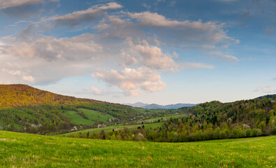Fototapeta na wymiar A view of the non-existent villages of Tyskowa and Radziejowa, the Bieszczady Mountains