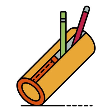 School pencil box icon. Outline school pencil box vector icon color flat isolated