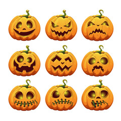 Set of Halloween pumpkins.