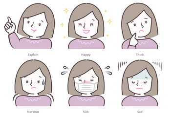女性のいろんな表情セット