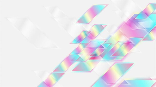 Holographic glossy low poly shapes geometric abstract tech motion background. Seamless looping. Video animation Ultra HD 4K 3840x2160