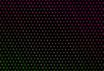 Dark pink, green vector texture with playing cards.