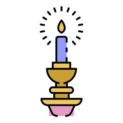 Burning candle icon. Outline burning candle vector icon color flat isolated