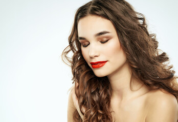 Fototapeta premium beautiful woman bare shoulders isolated background