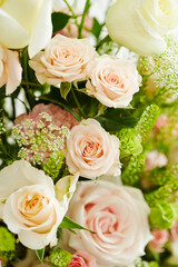 Close-up of roses and various flowers
