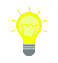 Light bulb icon. Electrical equipment. Line of power and light. Efficient lighting and energy saving. Yellow shine. Glass lamp. Vector