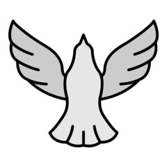 Dove icon. Outline dove vector icon color flat isolated