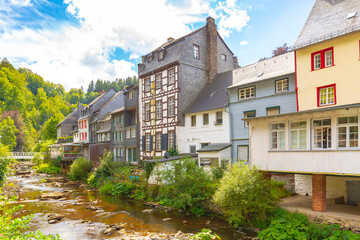 Fototapeta na wymiar Best of the touristic village Monschau, Eifel region, Germany