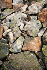 detail of granite stones on a rubble field