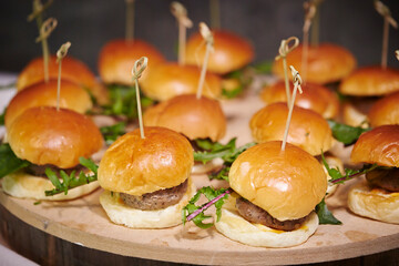Pinchos, cheese hamburgers on skewers