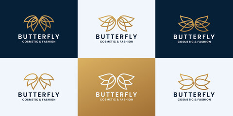 set of butterfly logo design for cosmetic and fashion brand