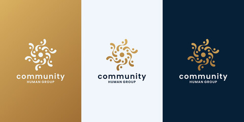 golden human group, community logo design vector