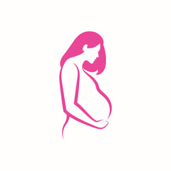 simple line pregnant women logo design