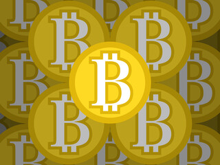 敷き詰められたビットコインのイメージ（仮想通貨への投資）