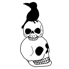 Skulls with Crow on Top
