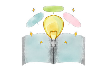 勉学とアイディアがひらめく水彩ビジネス　手書き素