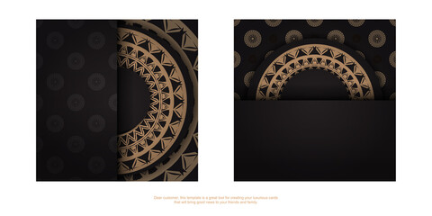 Greeting Brochure in black with brown Greek ornament