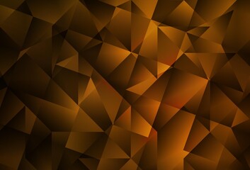 Dark Orange vector shining triangular backdrop.